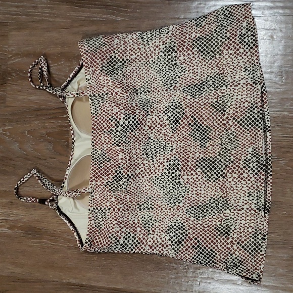 (14) Silhouette Solutions Tankini Top Reptile Print Sparkle Metallic Swimwear - Picture 7 of 7